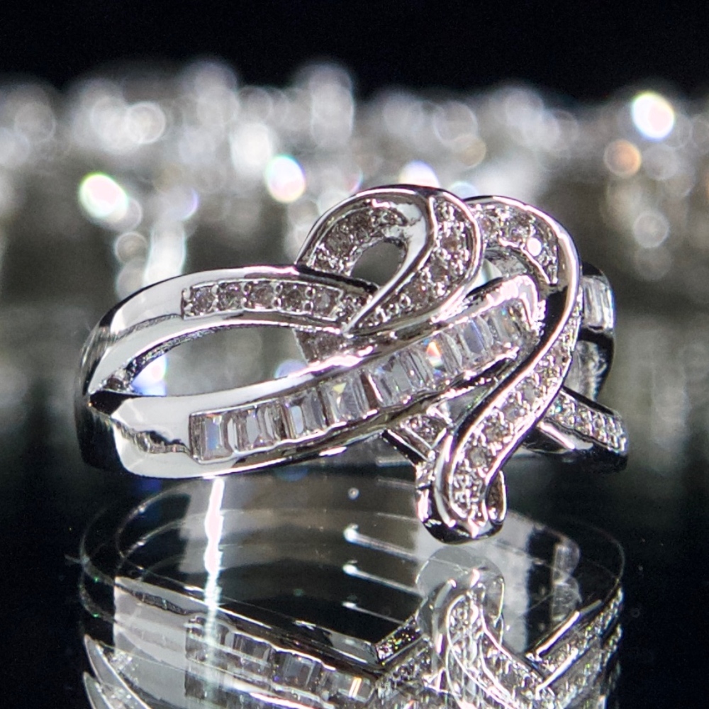 925 14kt Gold Dipped Heart Baguette Channel Ring